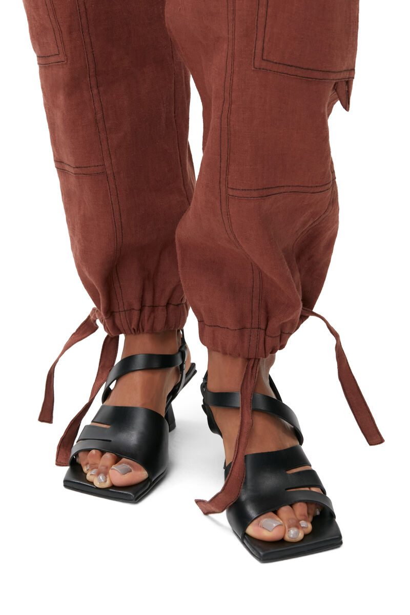 Kitten Heel Strappy Sandals, Calf Leather, in colour Black - 4 - GANNI