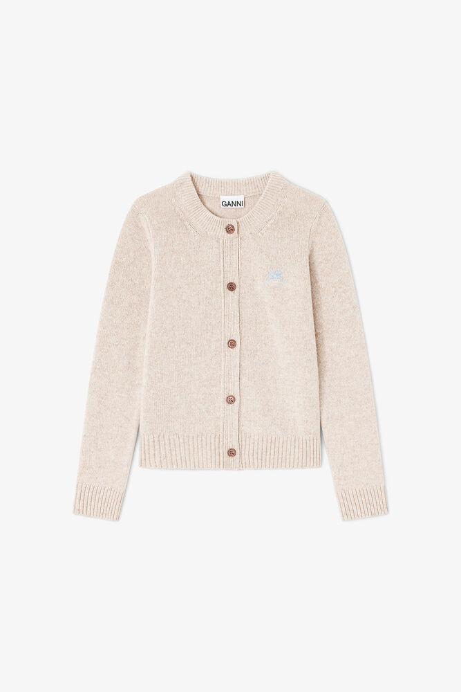 Beige Wool Mix Cardigan, Sand