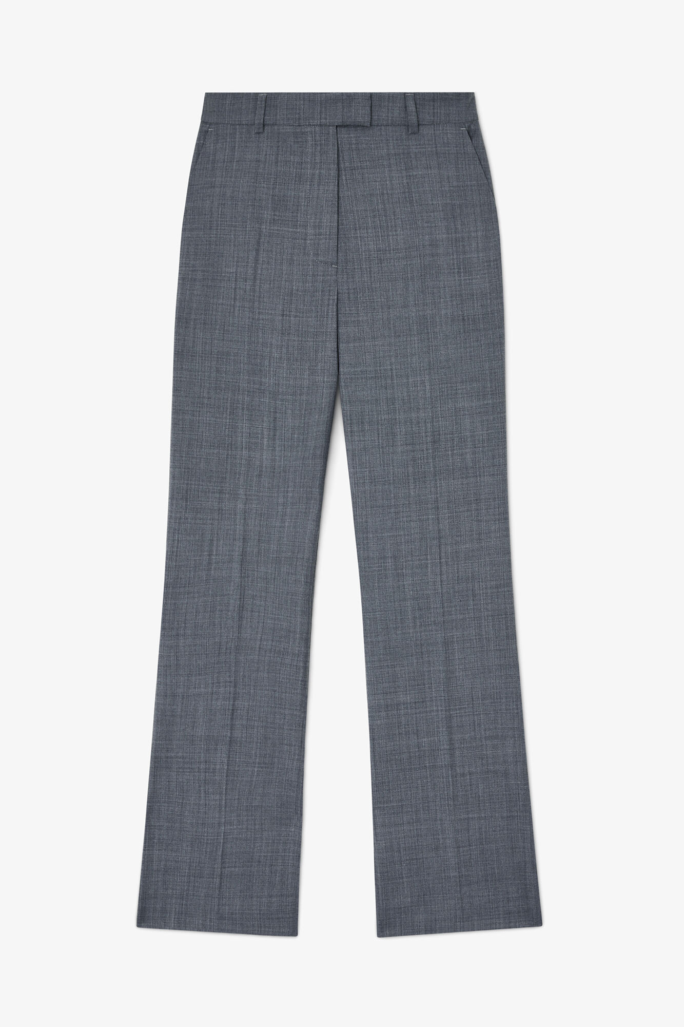 Trousers in Grey Wool Melange, Wool, in colour Phantom - 1 - GANNI
