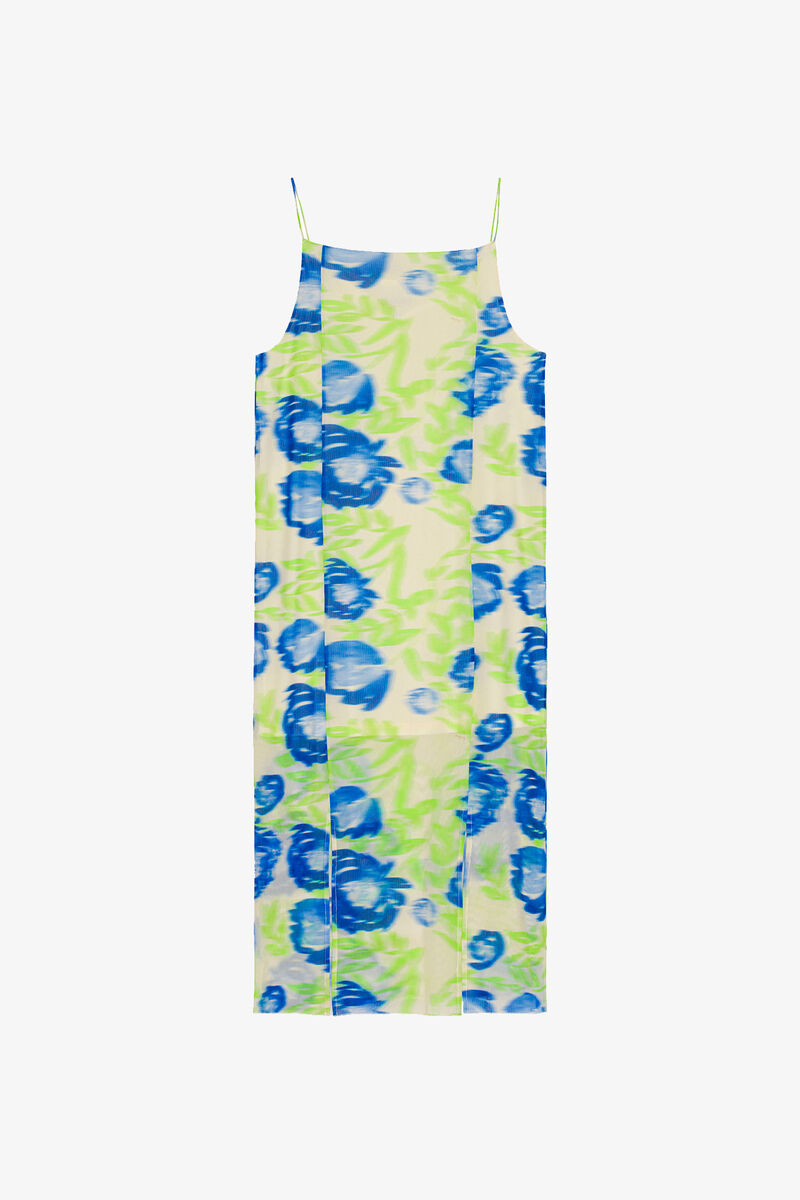 Printed Mesh Slip Dress, Recycled Nylon, in colour Strong Blue - 1 - GANNI