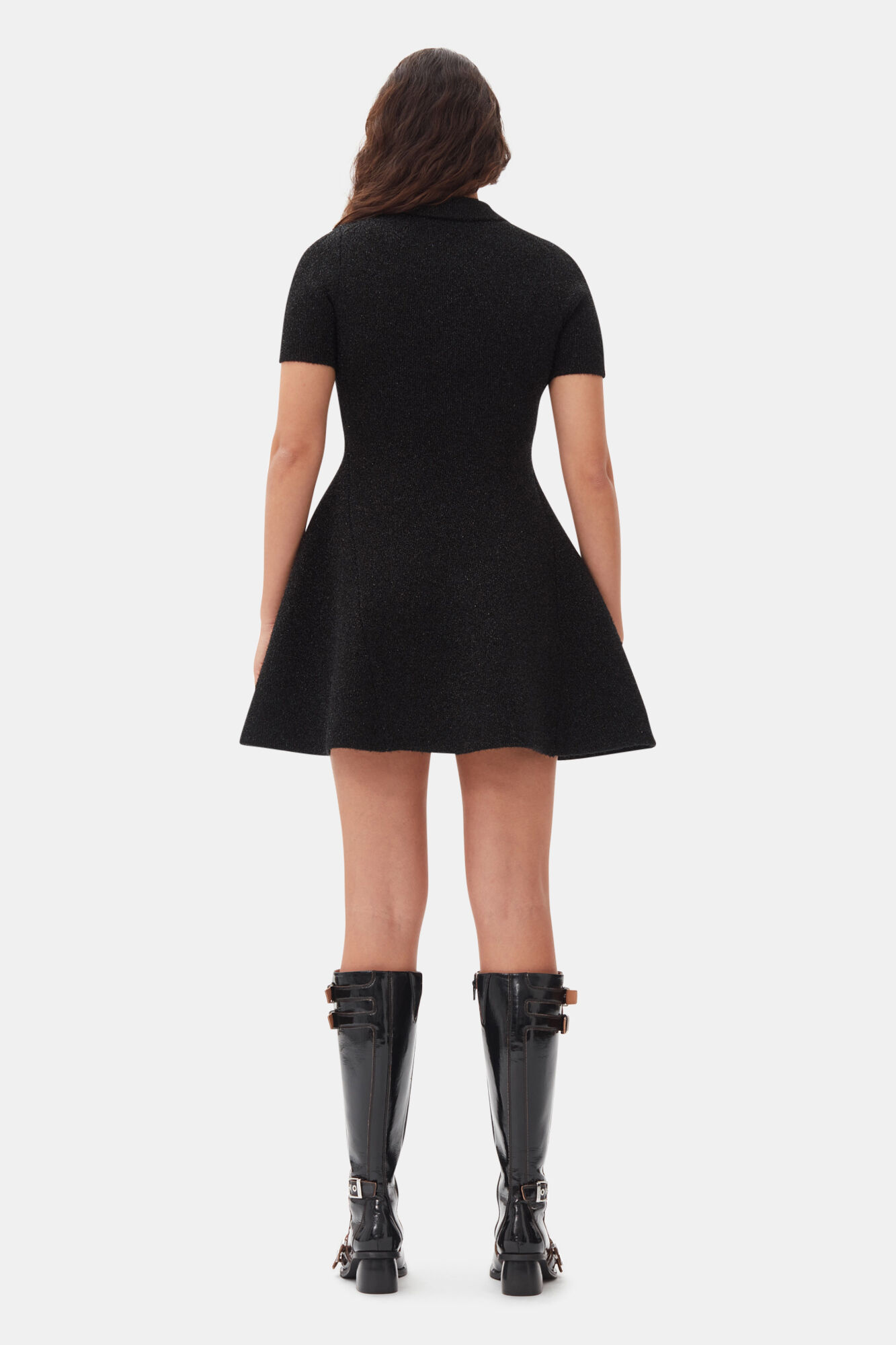 Black Sparkle Mini Dress, Metallic fiber, in colour Black - 4 - GANNI