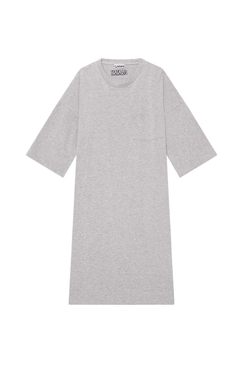 Software Jersey Relaxed T-Shirt Dress, Cotton, in colour Paloma Melange - 1 - GANNI