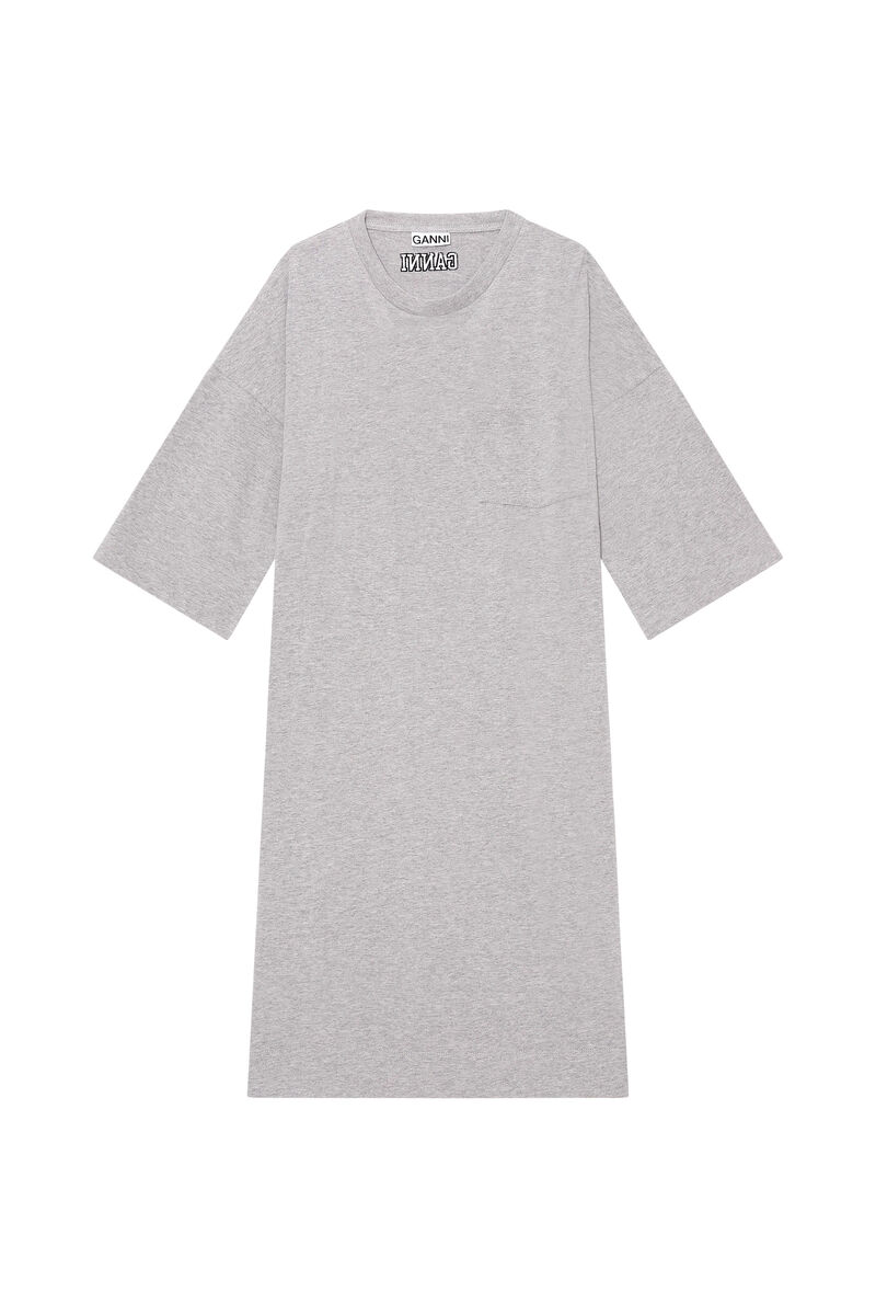 Software Jersey Relaxed T-Shirt Dress, Cotton, in colour Paloma Melange - 1 - GANNI