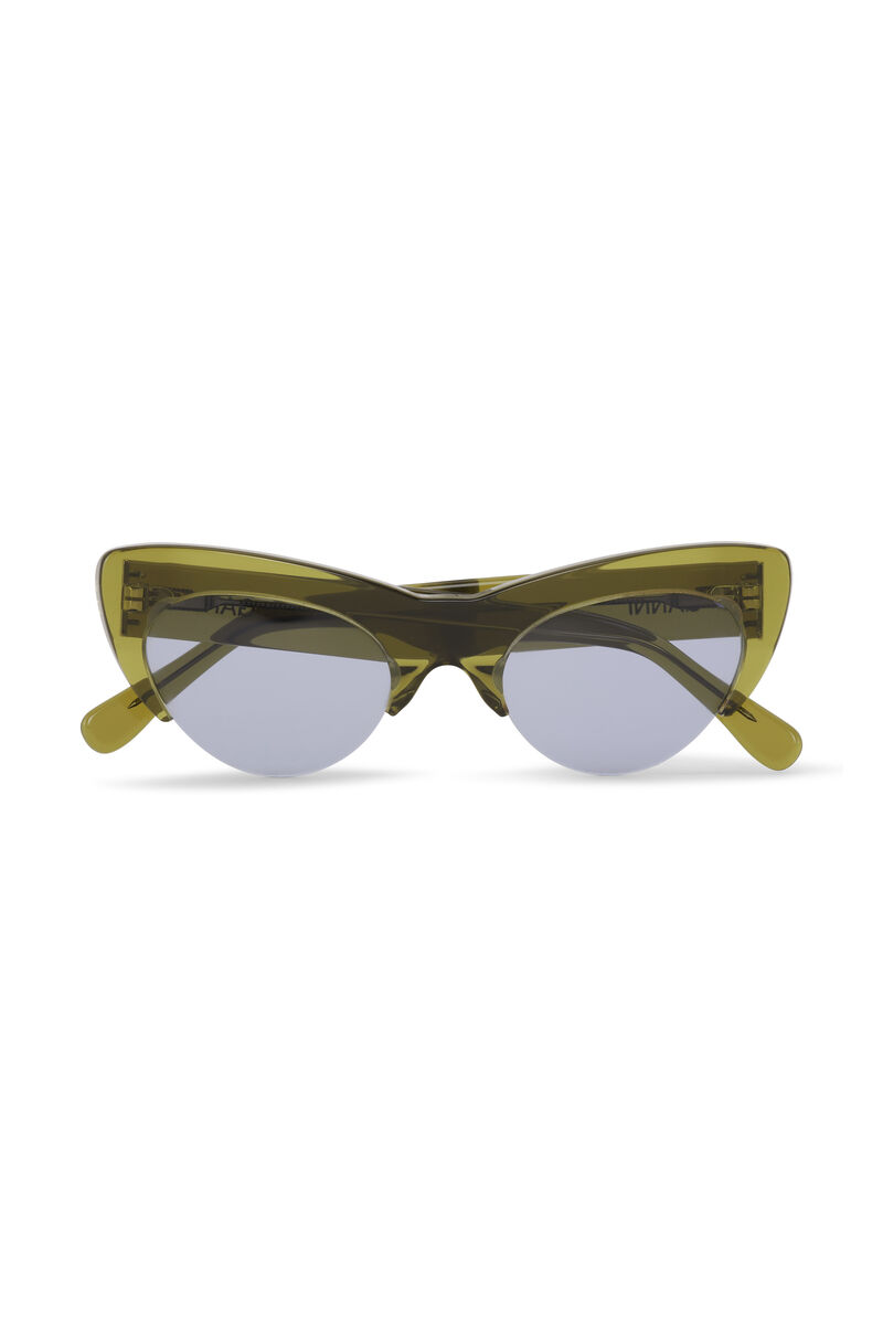 Biodegradable Acetate Cut Cat Sunglasses, Biodegradable Acetate, in colour Green Bay - 1 - GANNI