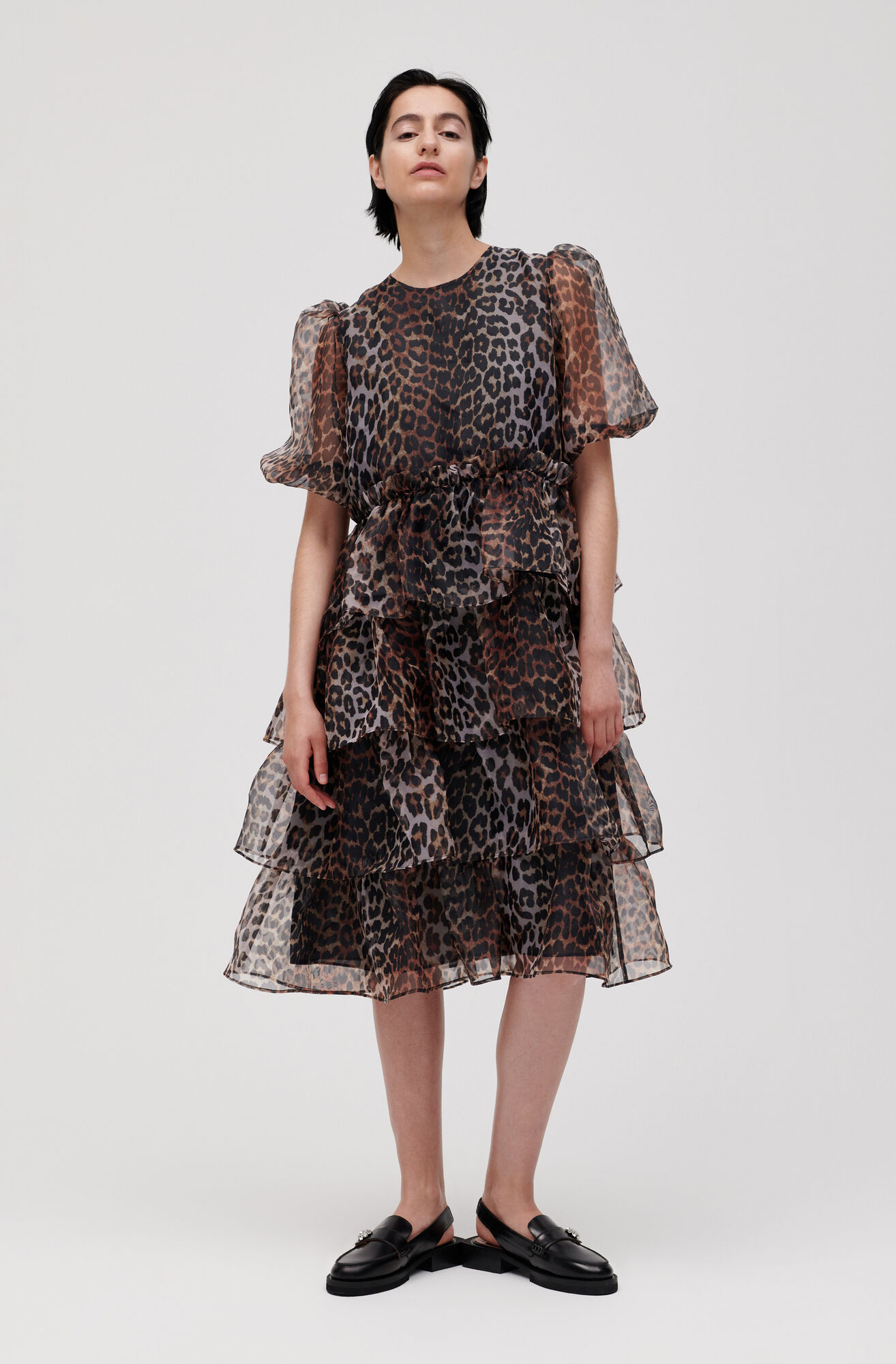 Tiered Organza Midi Dress Ganni Nl
