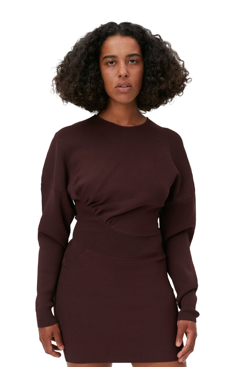 Asymmetrical Mini Dress, Elastane, in colour Port Royale - 3 - GANNI
