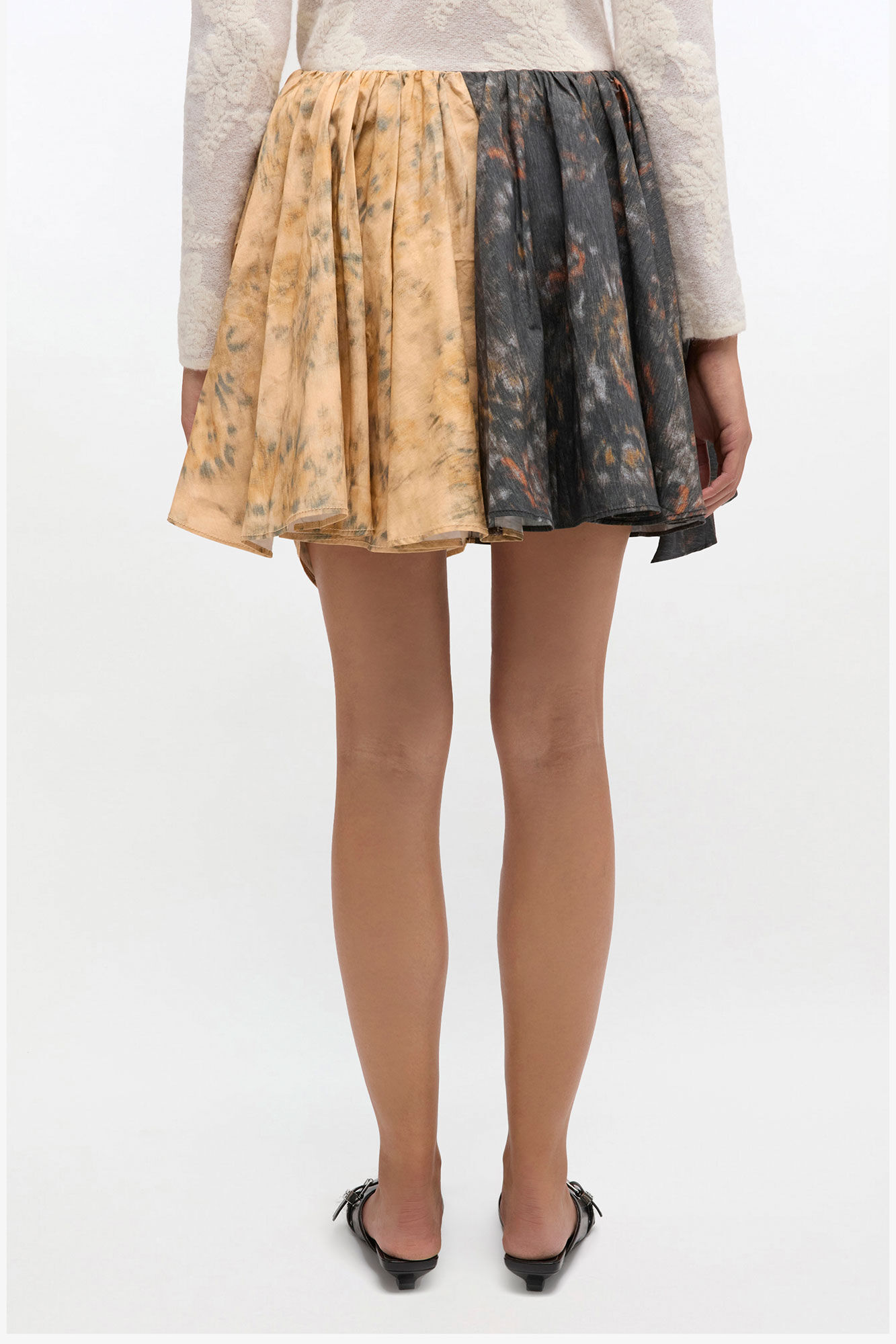Black and Beige Drapey Skirt, Elastane, in colour Multicolour - 3 - GANNI