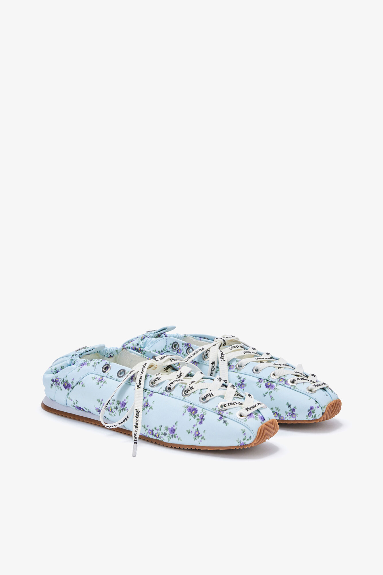 Sporty ballerinasko i bl&aring; nylon, Recycled Polyester, in colour Iced Aqua - 2 - GANNI