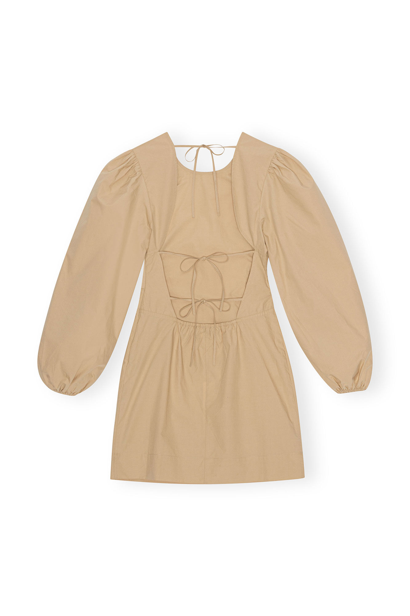 Cotton Poplin Open Back Mini Dress, Cotton, in colour Curds and Whey - 2 - GANNI