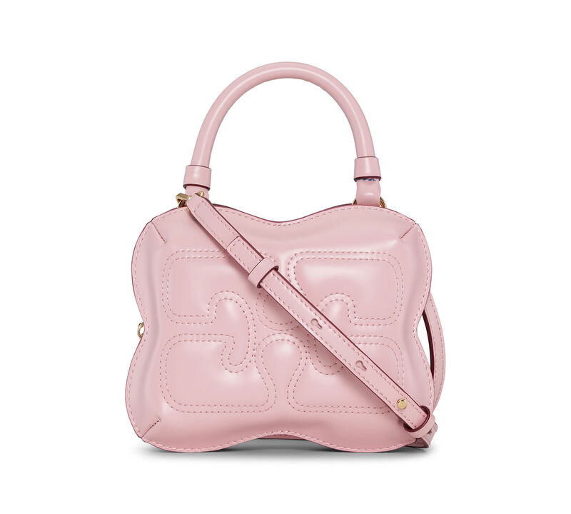 Pink Small Butterfly Crossbody Bag, Polyester, in colour Powder - 1 - GANNI