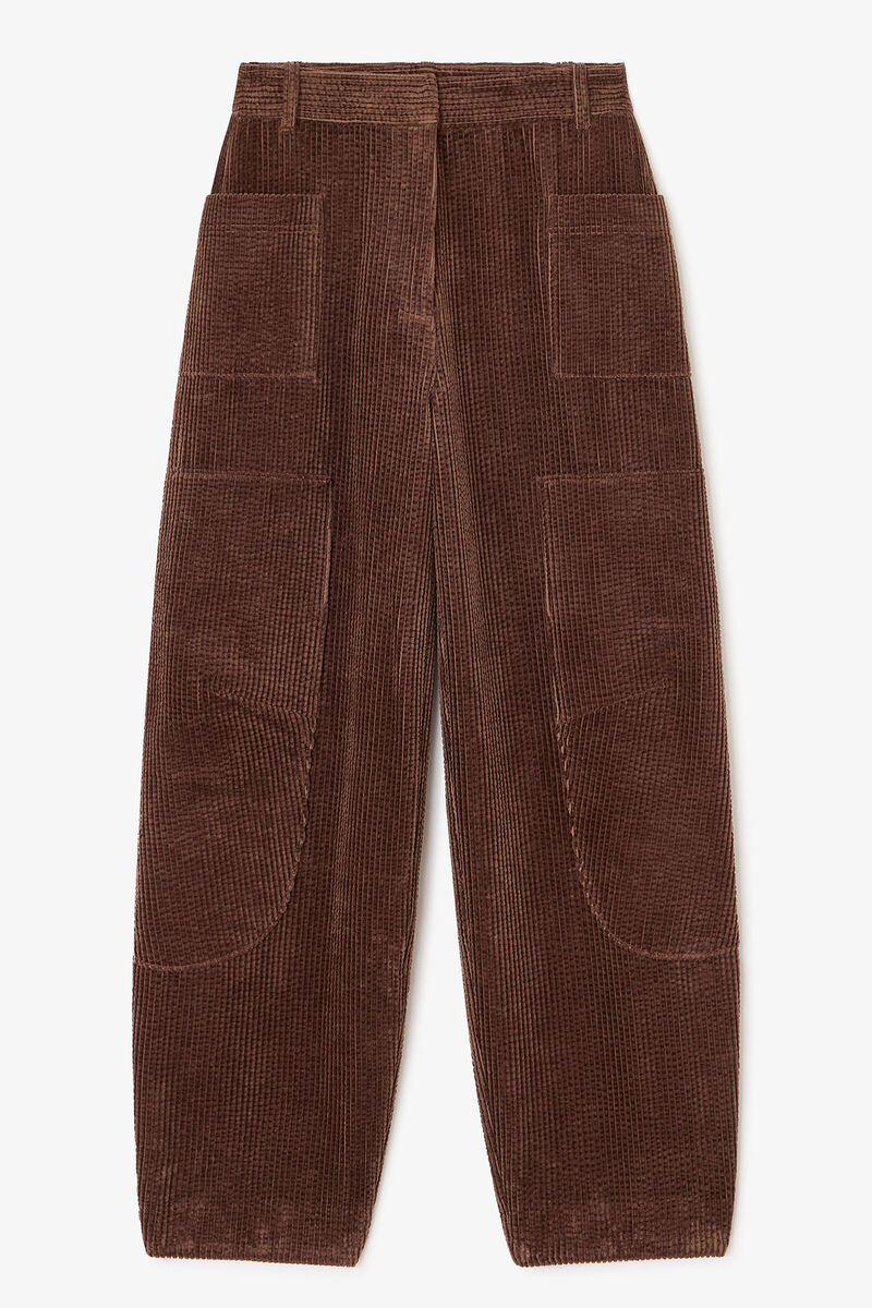 Brown Corduroy Pants, Cotton, in colour Chicory Coffee - 1 - GANNI
