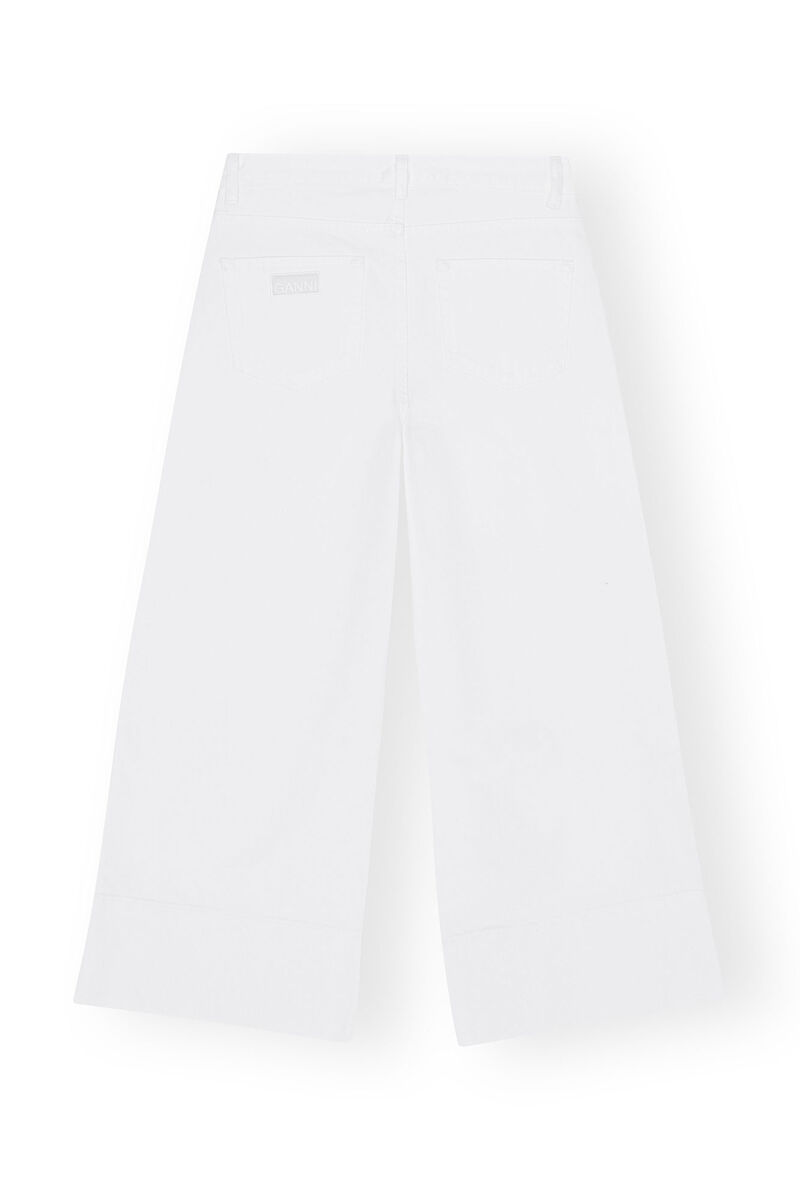 White Denim Cropped Jeans, Cotton, in colour Bright White - 2 - GANNI