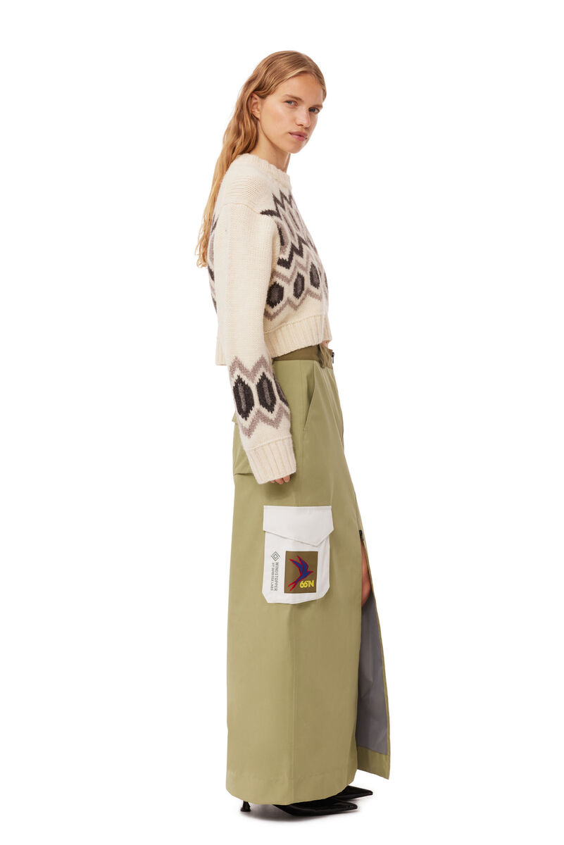 GANNI x 66°North Kria Long Skirt, Recycled Polyester, in colour Green Salvia - 3 - GANNI