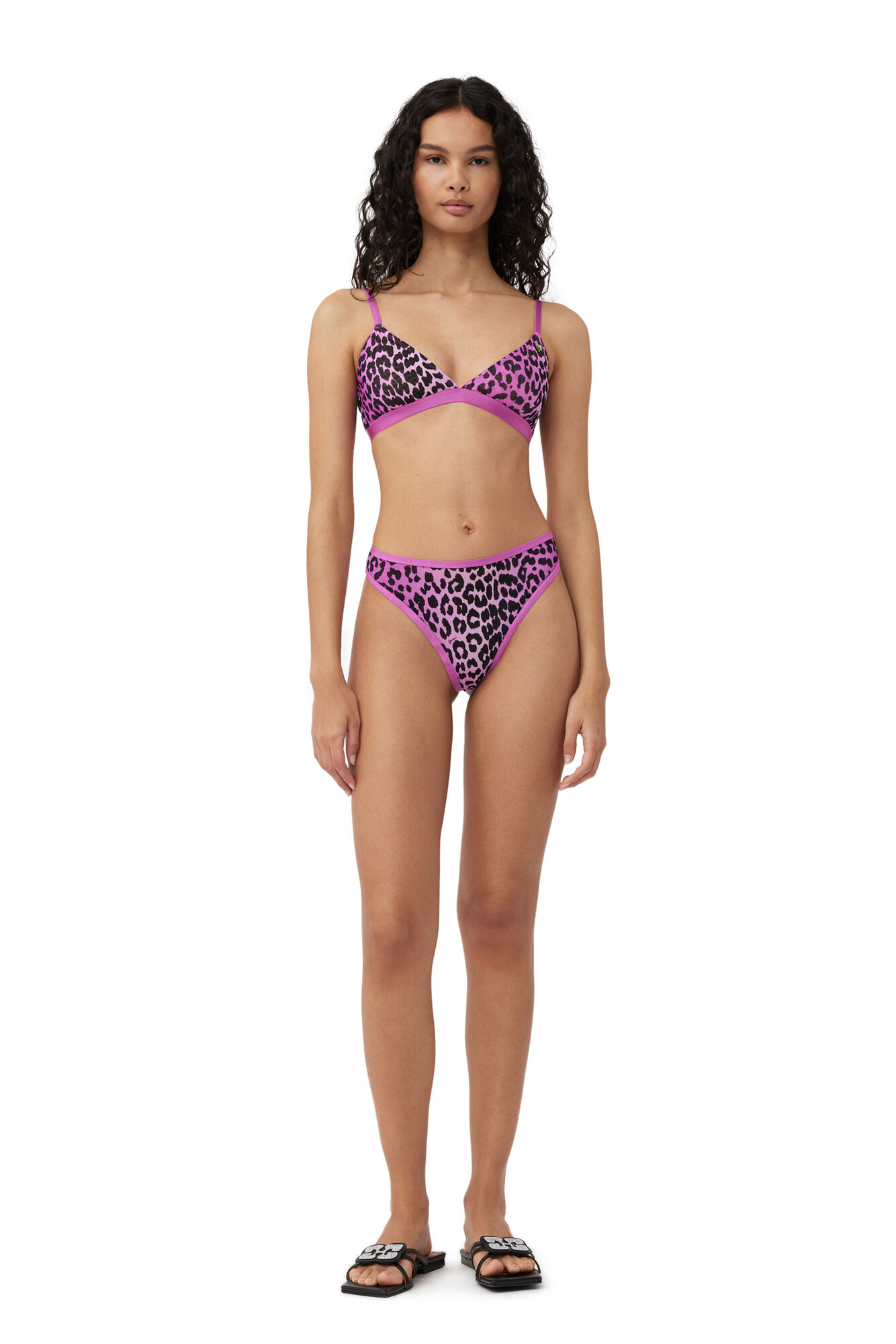 GANNI x Parade Silky Mesh Bralette, Elastane, in colour Pink Tulle - 3 - GANNI