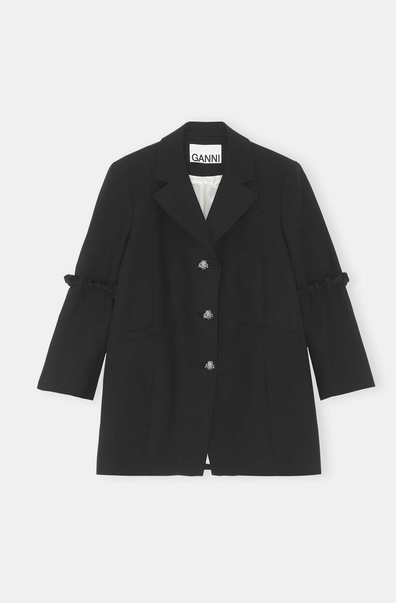 Oversized Blazer, Cotton, in colour Black - 1 - GANNI