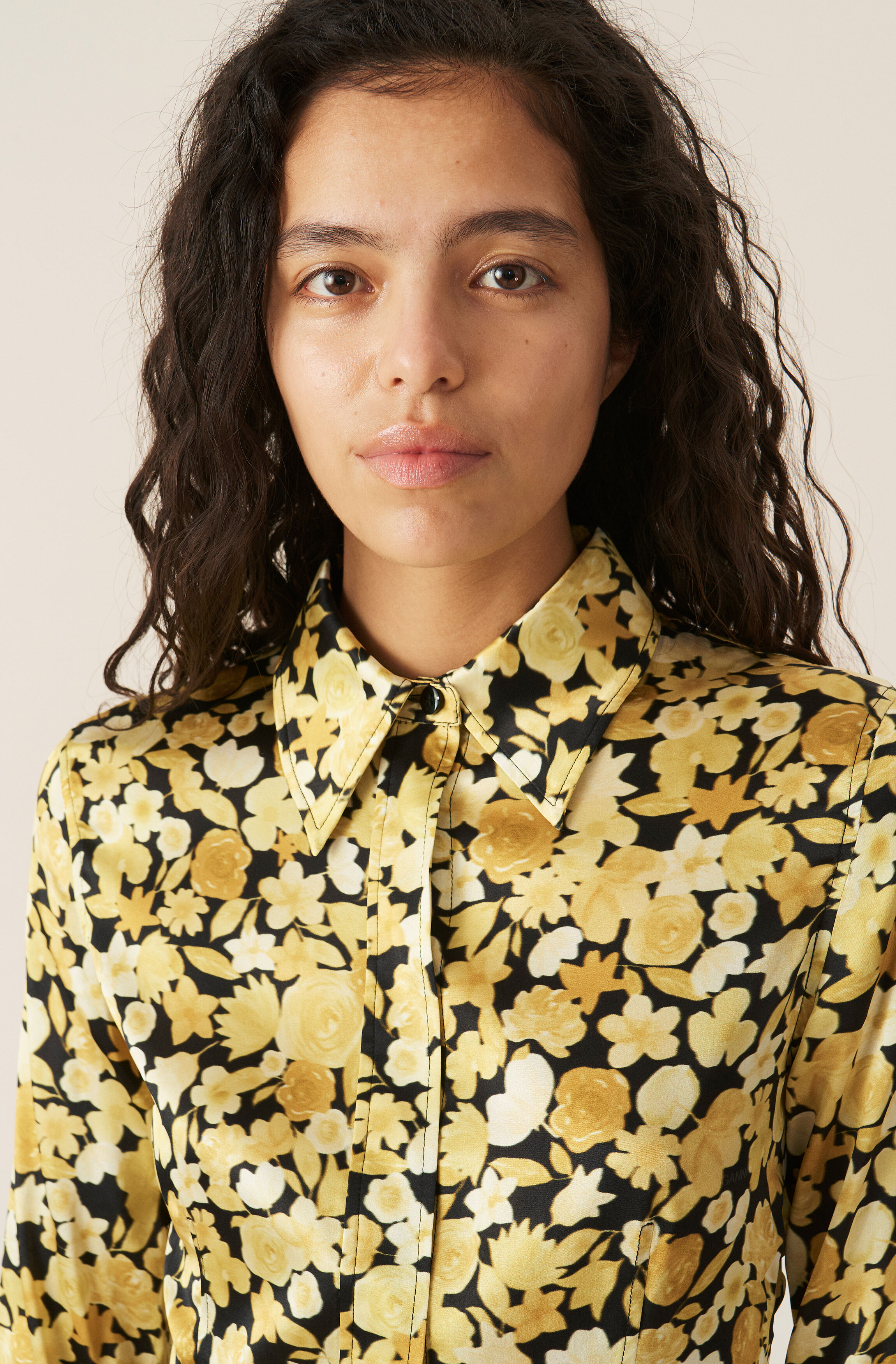 Ganni silk stretch satin shirt Clearance