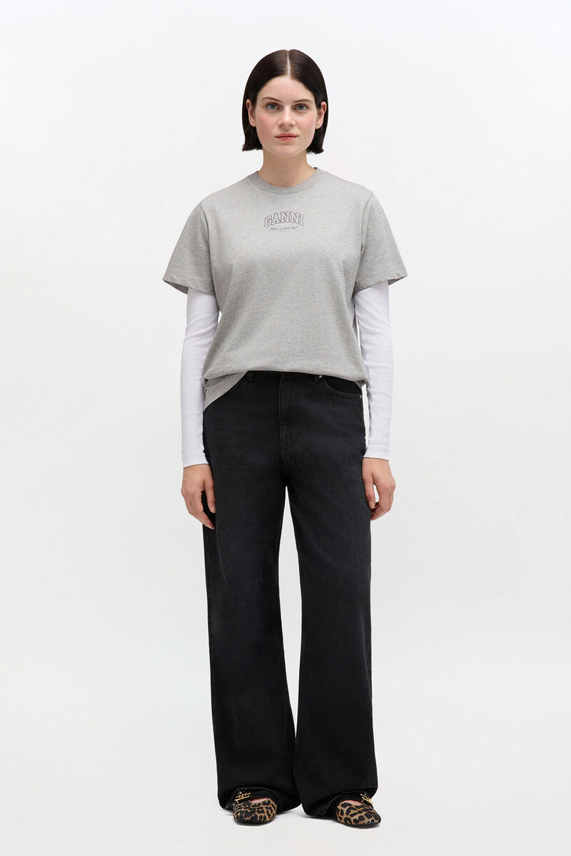 Black Izey Jeans, Organic Cotton, in colour Black Washed - 2 - GANNI