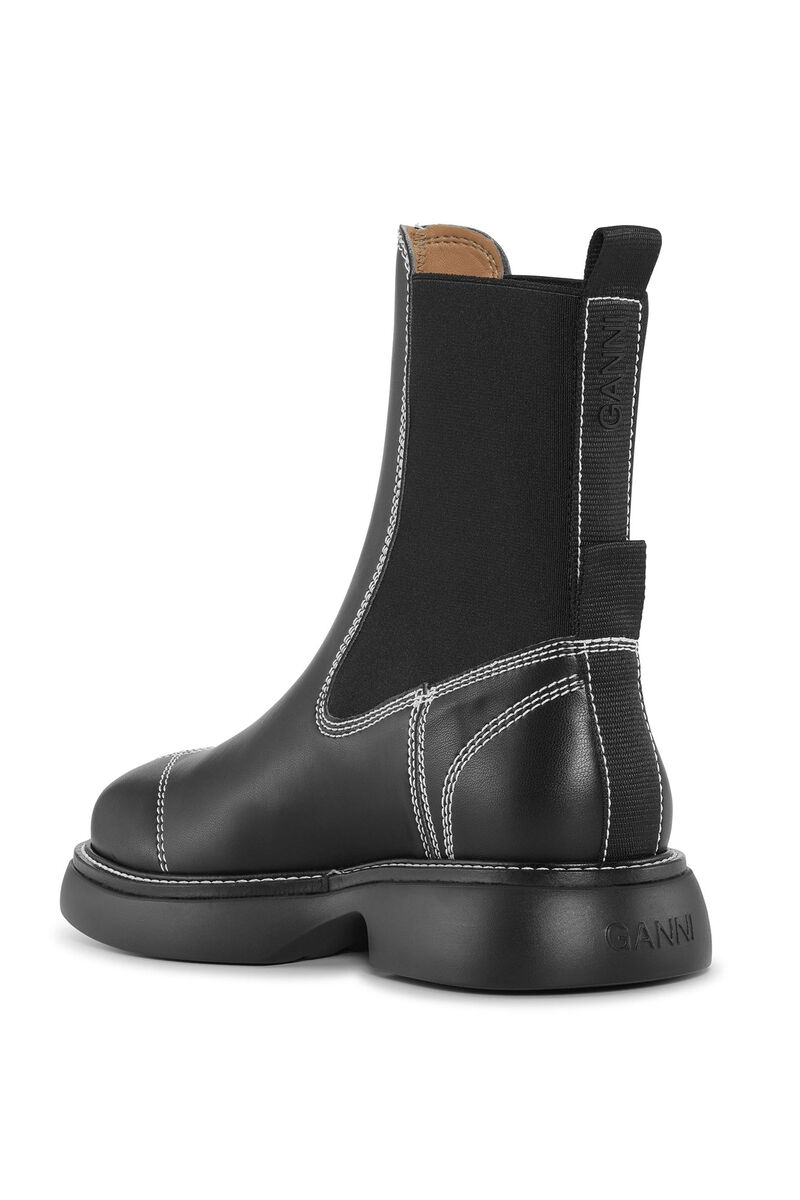 Black Everyday Mid Chelsea Boots, Cotton, in colour Black - 2 - GANNI