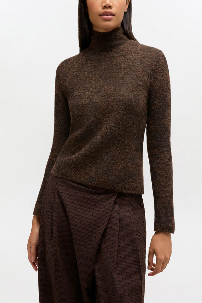 Transparenter Rollkragenpullover, Chocolate Plum
