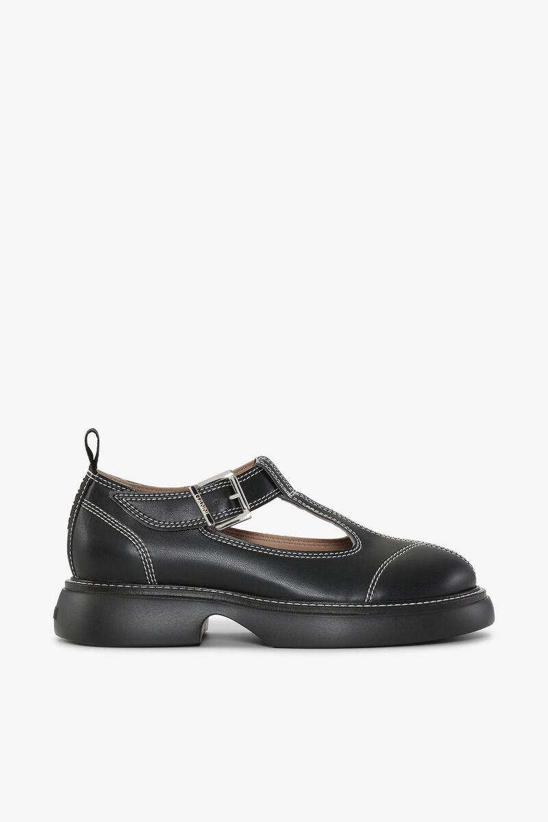 Chaussures EVA Mary Jane noires à boucle Everyday, Cotton, in colour Black - 1 - GANNI