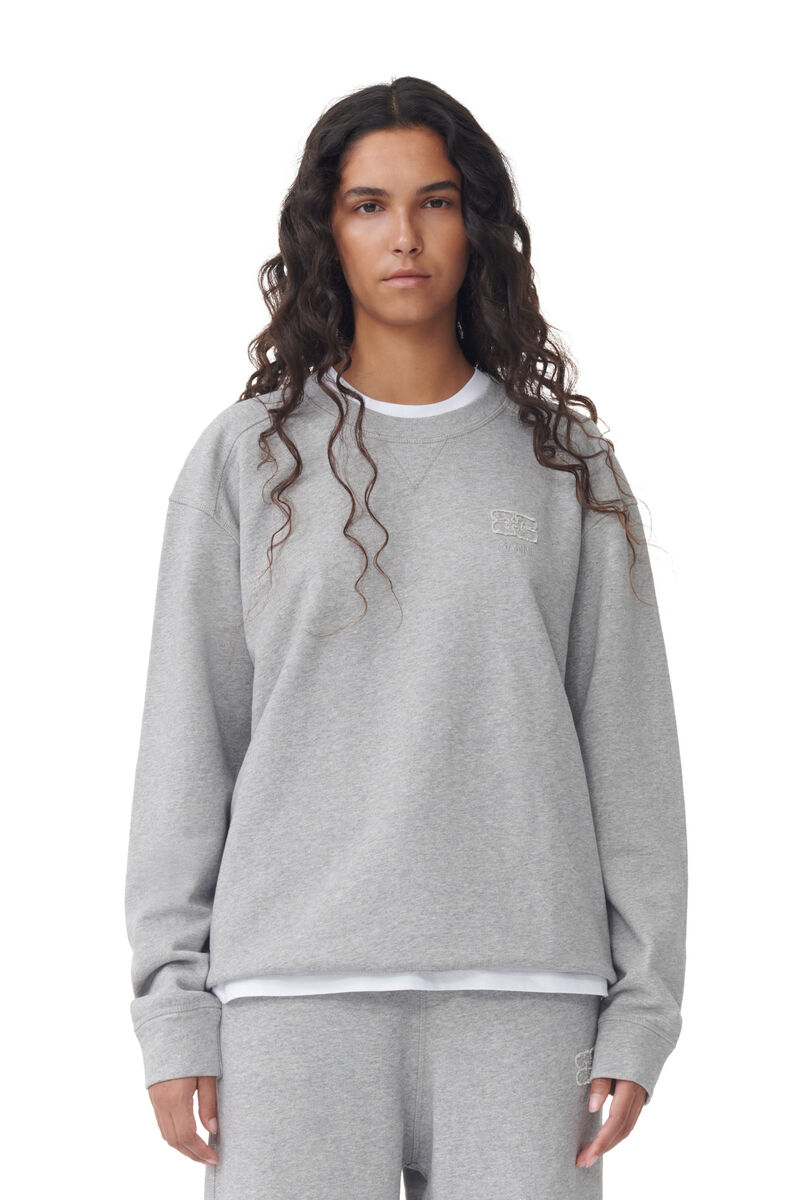 Graues Isoli-Drop-Shoulder-Sweatshirt, Cotton, in colour Paloma Melange - 1 - GANNI