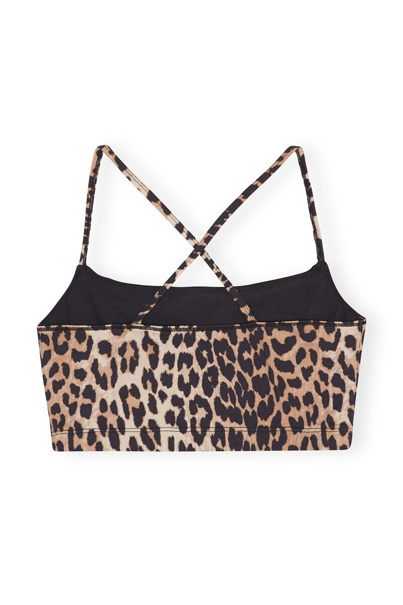 Active Strap topp, Recycled Nylon, in colour Leopard - 4 - GANNI