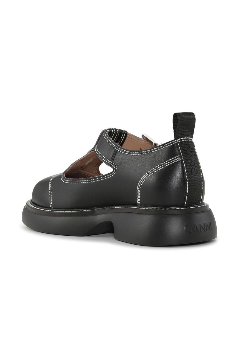 Black Everyday Buckle Mary Jane Shoes, Cotton, in colour Black - 2 - GANNI