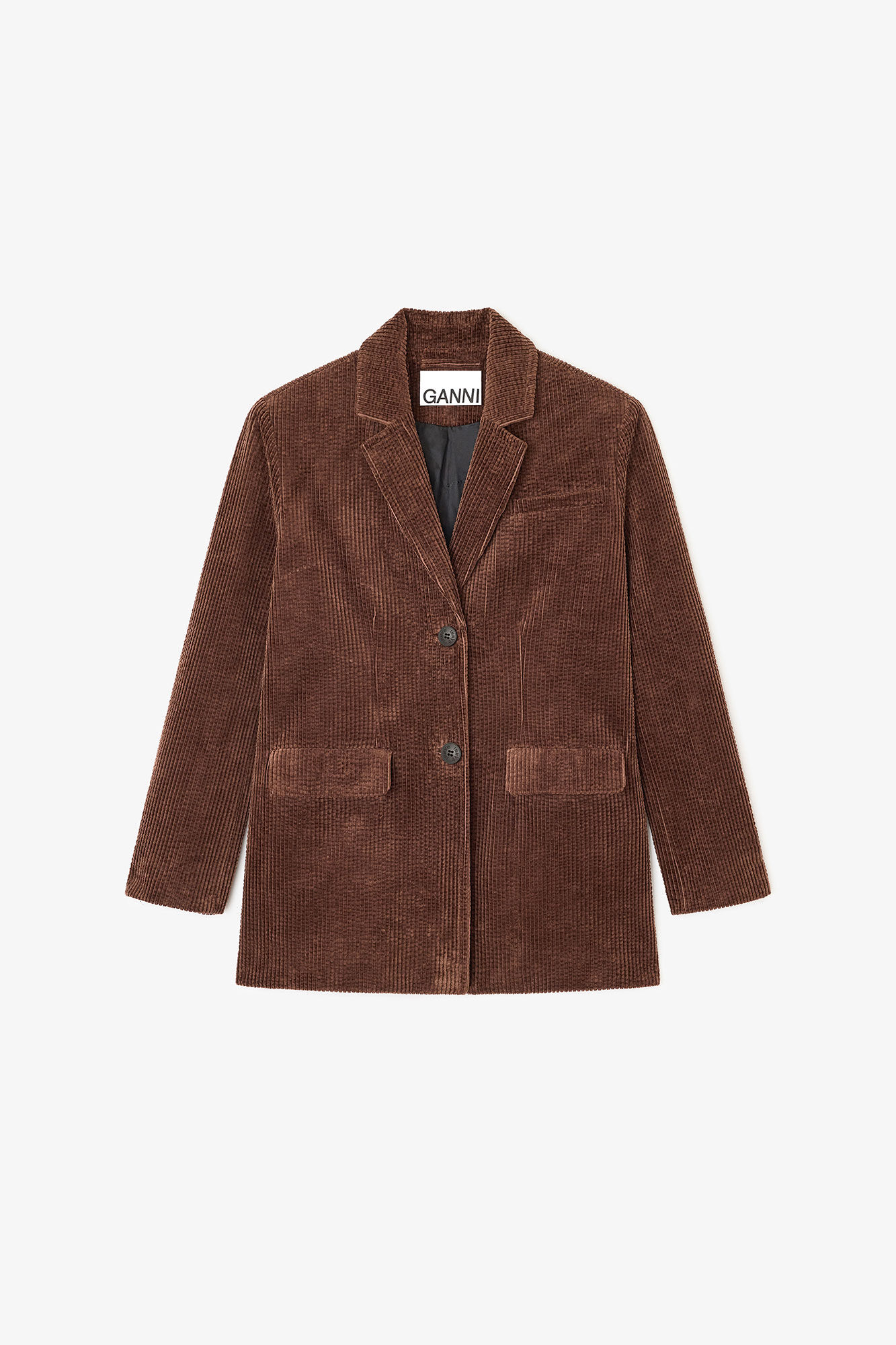 GANNI ブラウン テーラードジャケット GANNI/ガニー】Seersucker Corduroy Blazer：ジャケット（テーラード