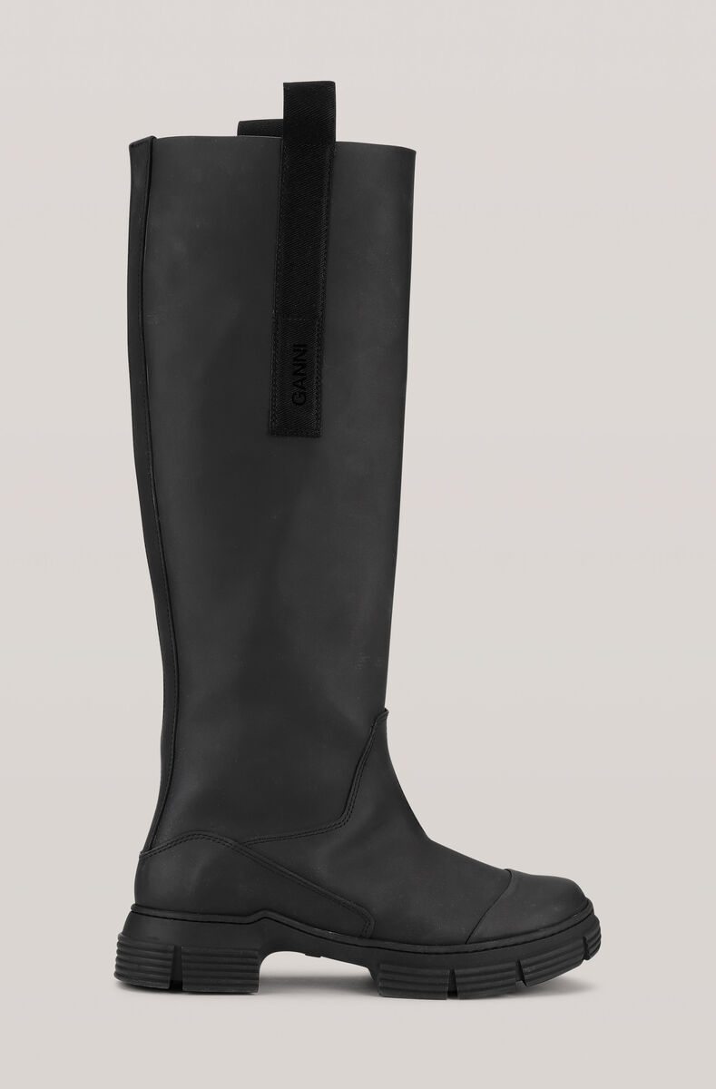 Recycled Rubber Country Boot, Recycled rubber, in colour Black - 1 - GANNI