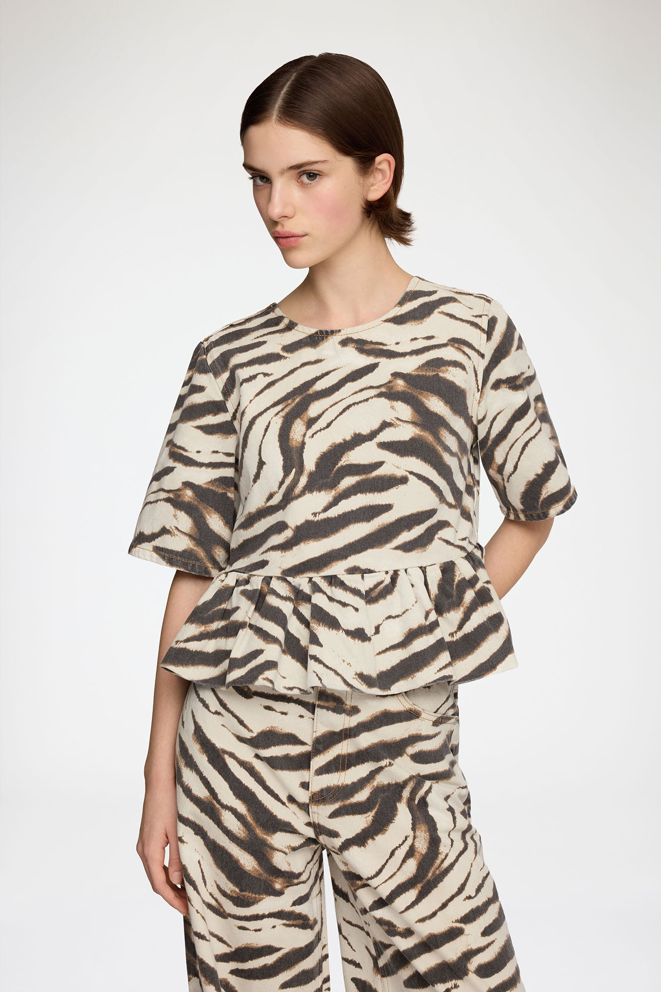 Top in Zebra Denim | GANNI US