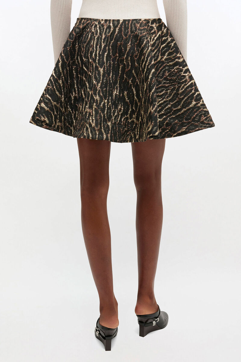 Jupe circulaire métallique cloquée, in colour Antique Bronze - 3 - GANNI