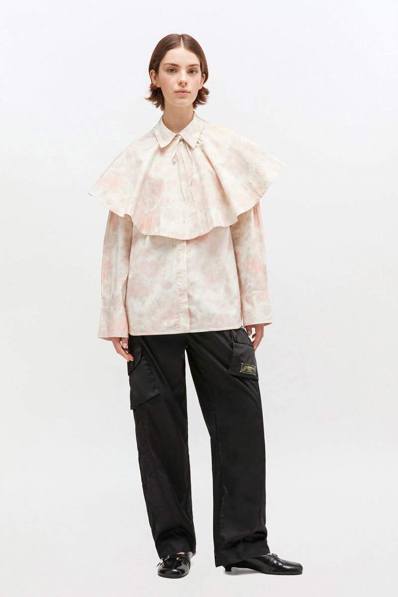 Floral Circle Collar Shirt, Elastane, in colour Bright White - 2 - GANNI