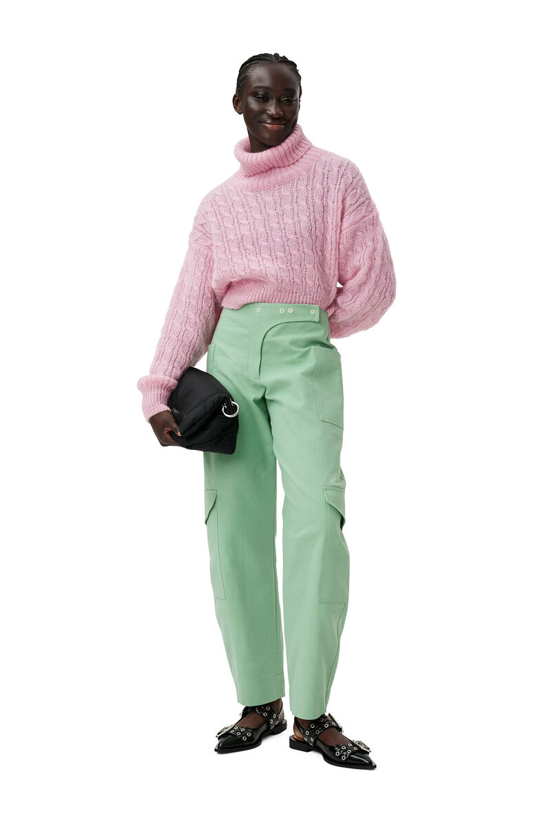 Höghalsad croppad tröja, in colour Lilac Sachet - 1 - GANNI