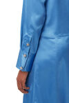 Satin Midi Dress, Polyester, in colour Granada Sky - 4 - GANNI