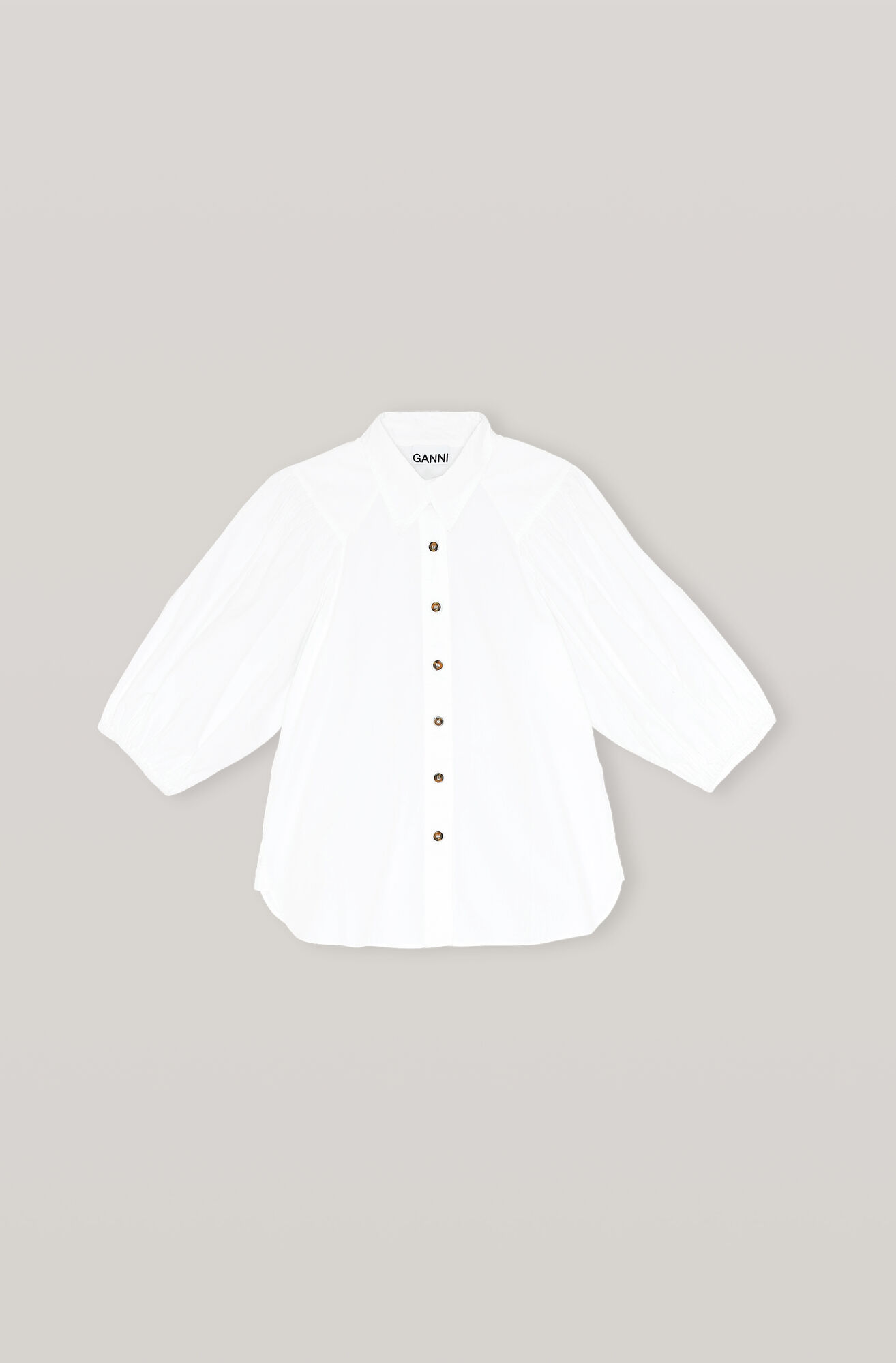 Boat Neck Collared Poplin Skjorte, Cotton, in colour Bright White - 1 - GANNI