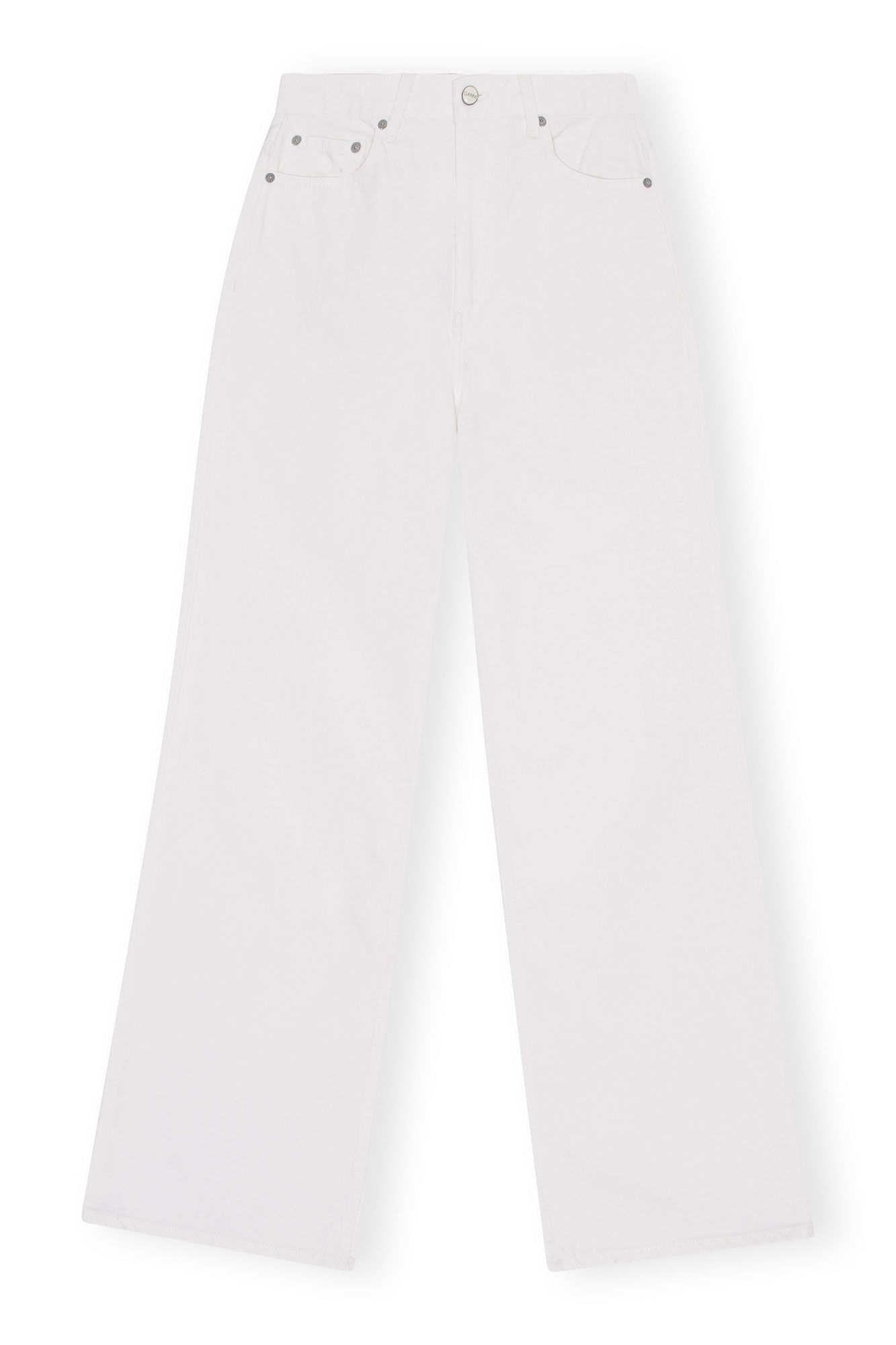 White Magny Jeans, Cotton, in colour Bright White - 1 - GANNI