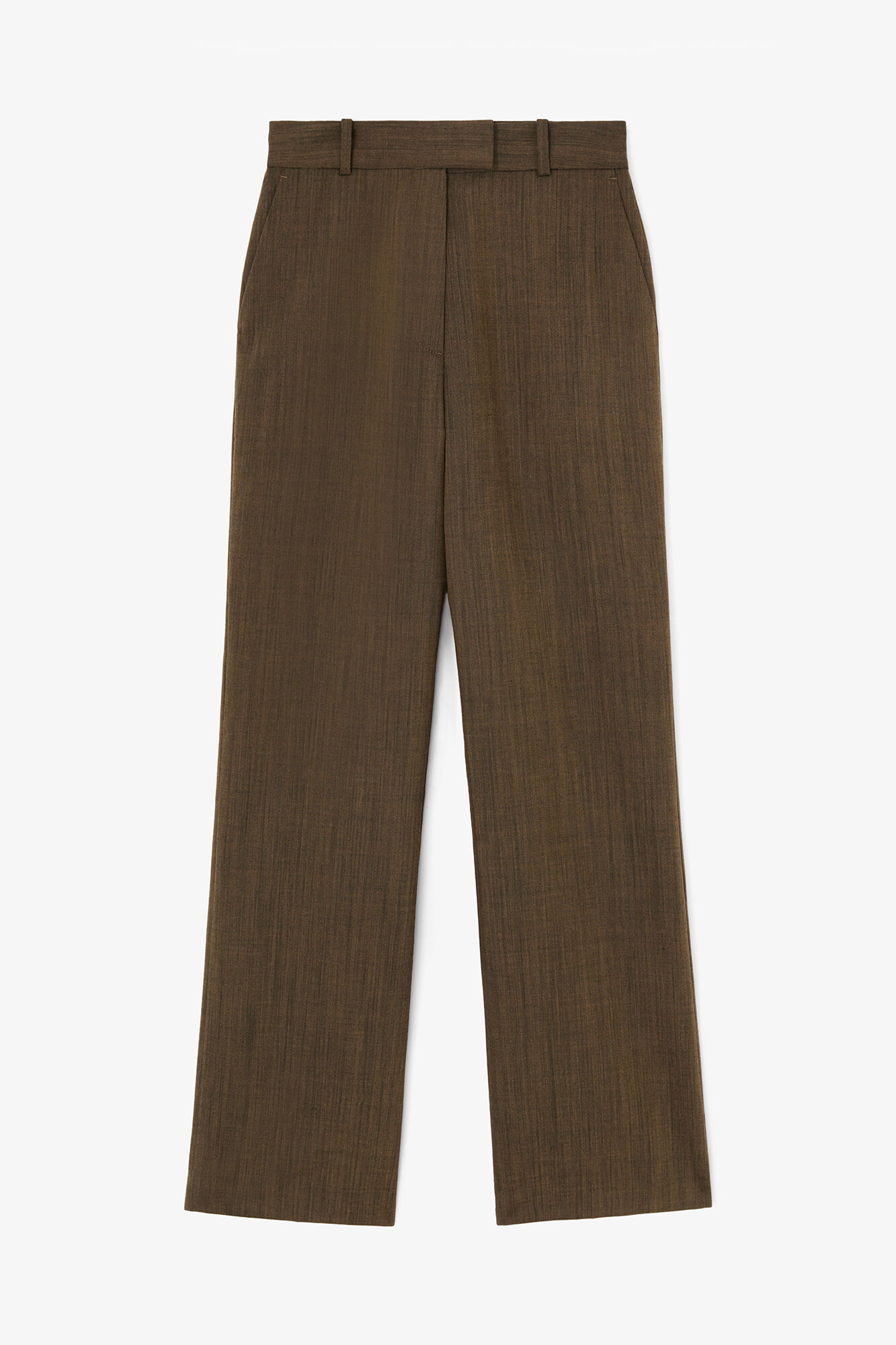 Trousers in Brown Wool Melange, Wool, in colour Canteen - 1 - GANNI