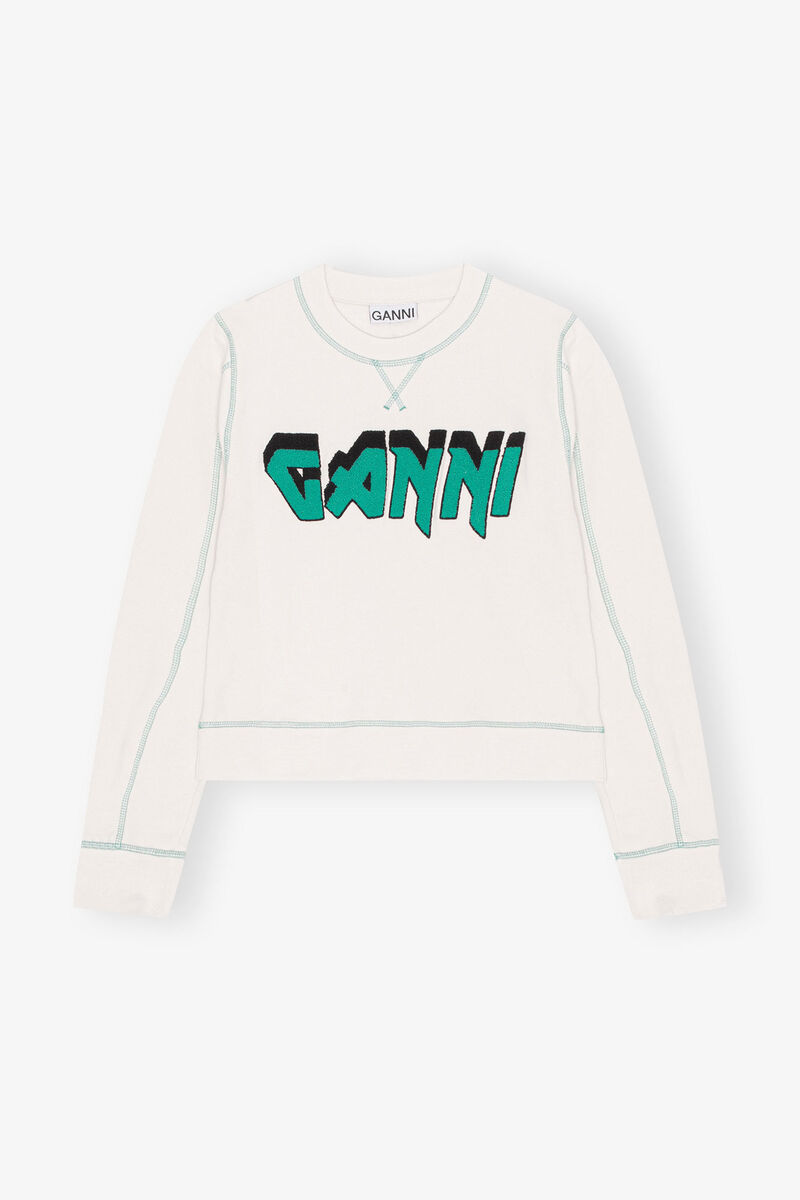 Isoli Rock Sweatshirt, Cotton, in colour Egret - 1 - GANNI