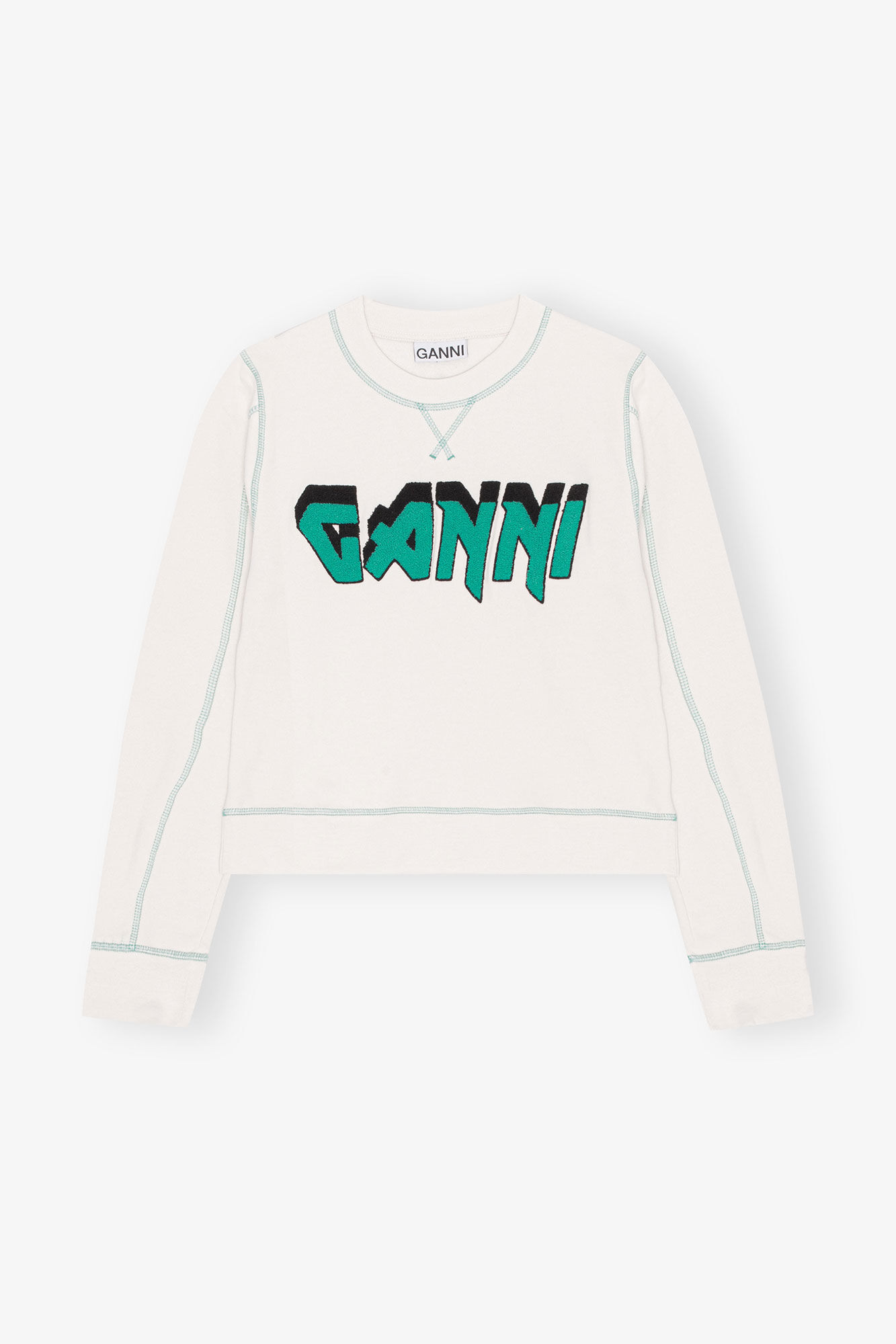 Isoli Rock Sweatshirt, Cotton, in colour Egret - 1 - GANNI
