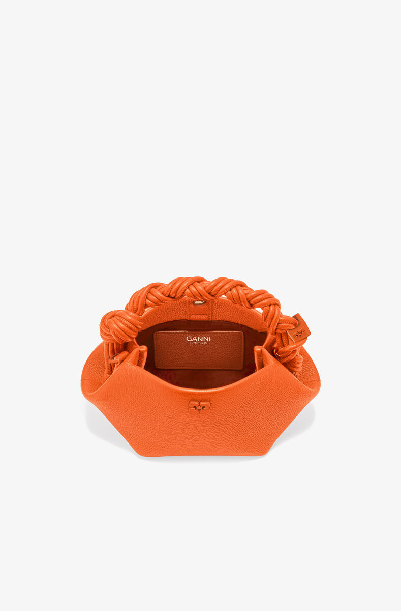 Orange Grained Mini GANNI Bou Bag, Polyurethane, in colour Russet Orange - 3 - GANNI