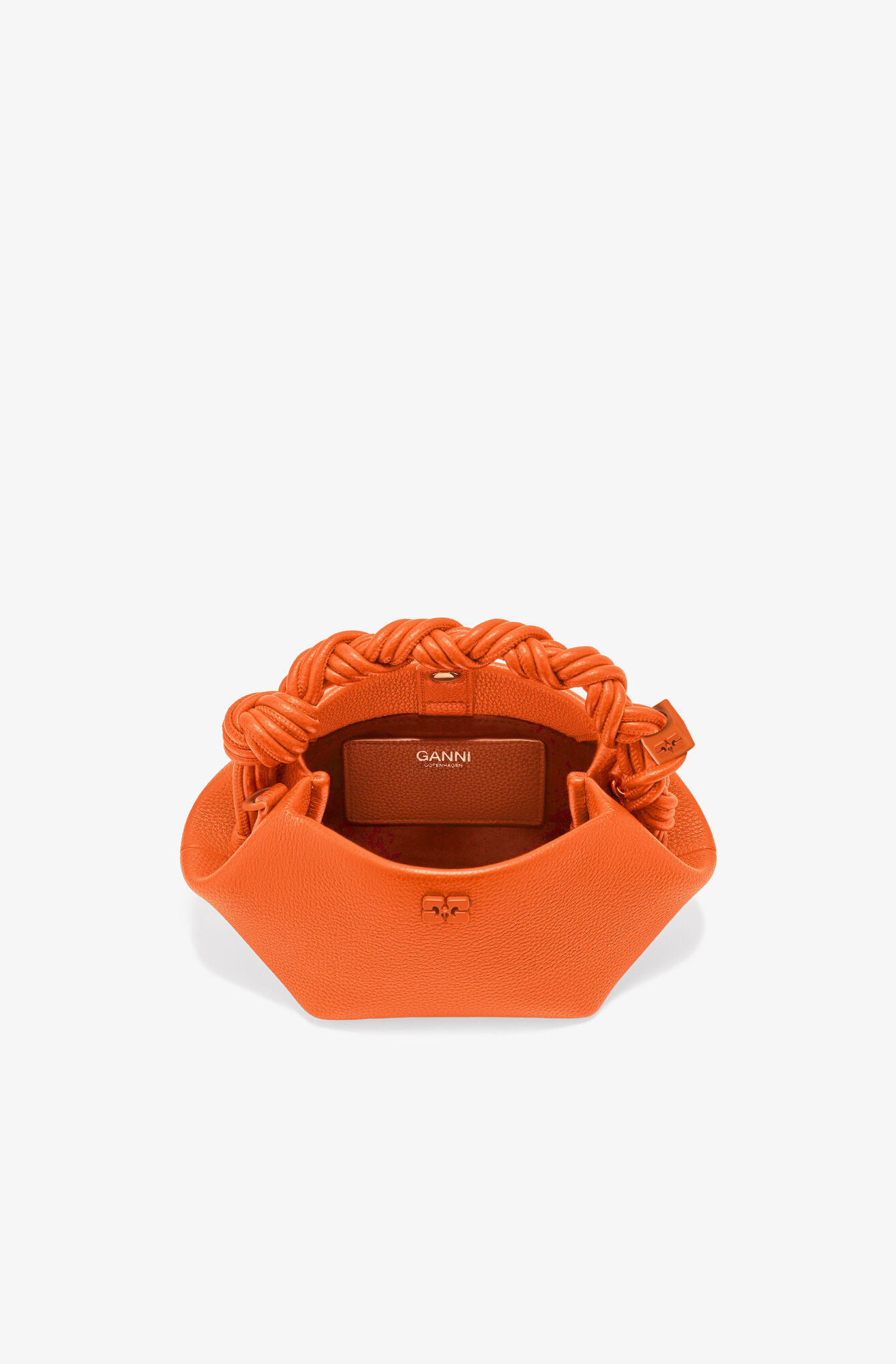 Orange Grained Mini GANNI Bou Bag, Polyurethane, in colour Russet Orange - 3 - GANNI