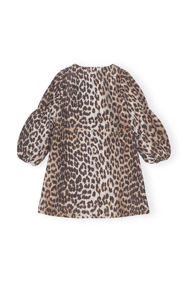 3D Leopard Jacquard Mini Dress, Polyamide, in colour Big Leopard Almond Milk - 2 - GANNI