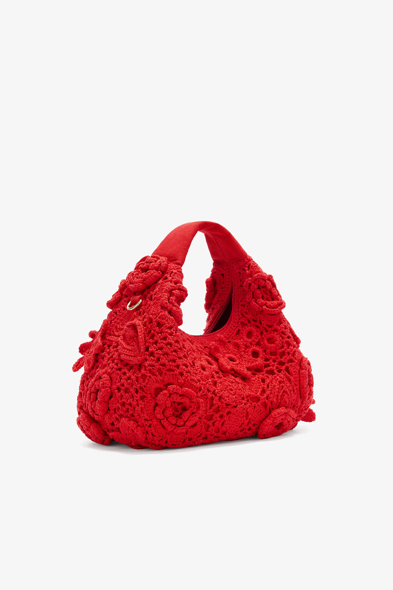 Mini Hobo Bag in Red Crochet, Organic Cotton, in colour Goji Berry - 2 - GANNI
