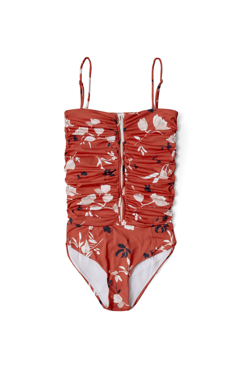 Rin Swimwear Swimsuit, in colour Red Clay Flower - 1 - GANNI