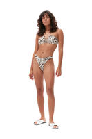 Recycled Printed V-string Bikini Top, in colour Egret - 1 - GANNI