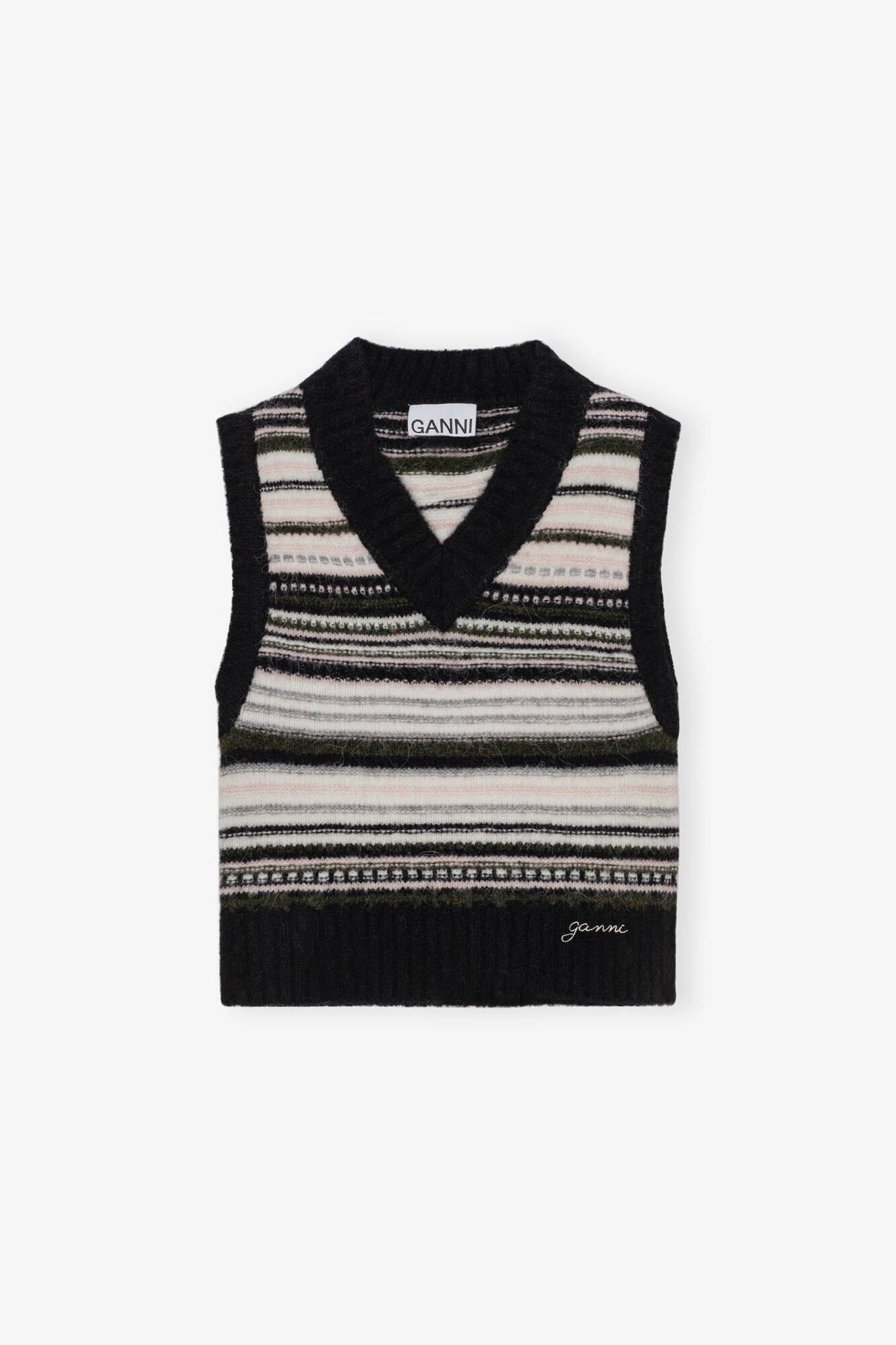 Gilet Black Stripe, Alpaca, in colour Black - 1 - GANNI