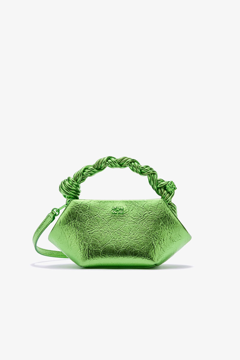 Metallic Mini Bou Bag, Polyurethane, in colour Greenery - 1 - GANNI