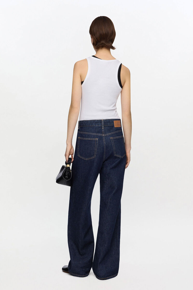 Izey Jeans in Dark Rinse Denim, Organic Cotton, in colour Rinse - 2 - GANNI