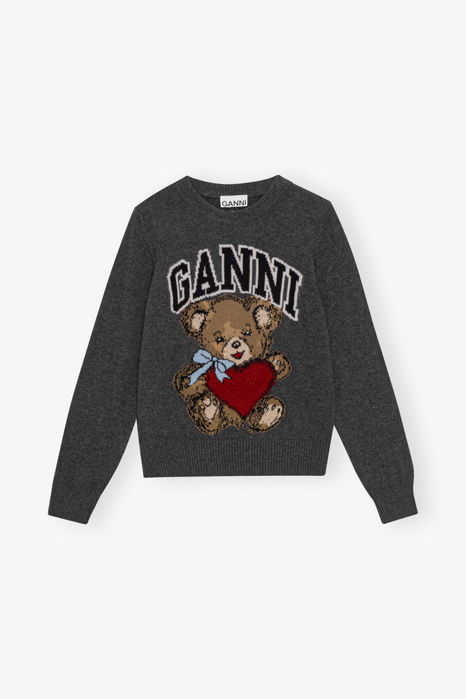 Dark Grey Graphic Bear Jumper, Gray Quill