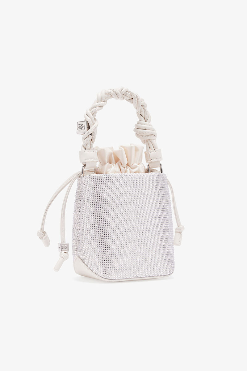 Ivory Mini GANNI Bou Bucket Bag, Recycled Polyester, in colour Egret - 2 - GANNI